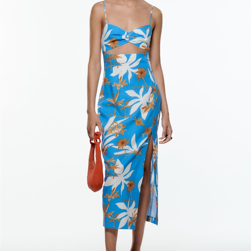 Zara Floral Linen Blend Dress